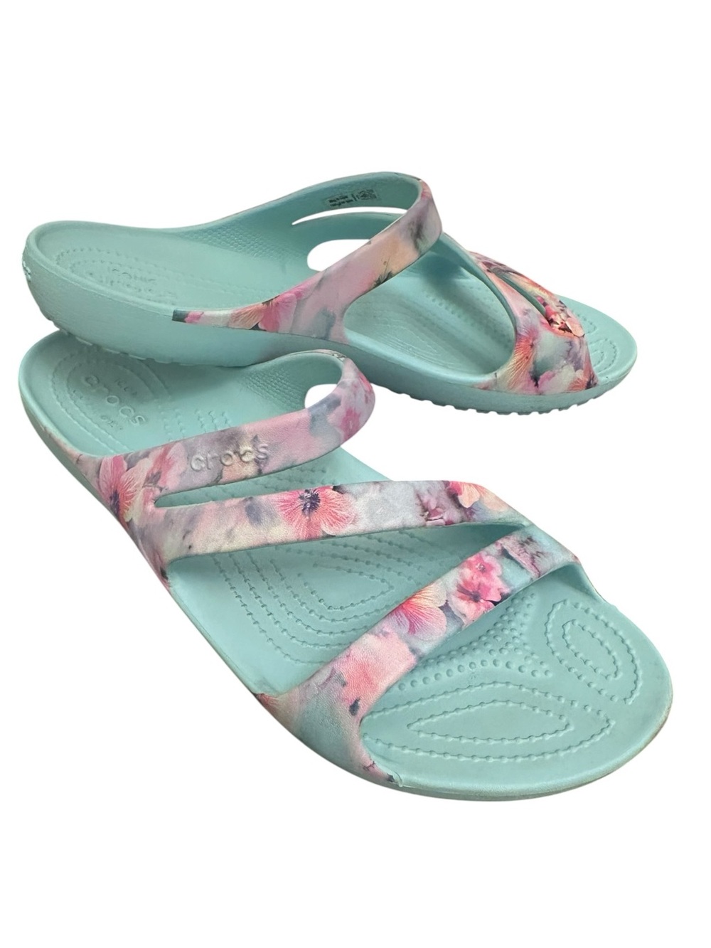CROCS Kadee Floral Aqua Sandals Shoes Women's Size 10